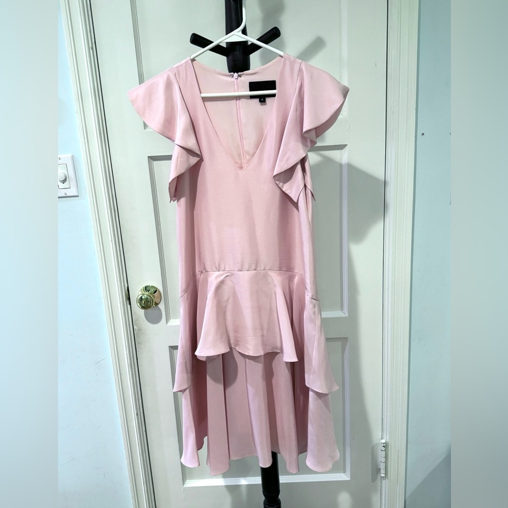 CYNTHIA ROWLEY Silk Light Pink Blush Tiered Ruffle Dress Size 4